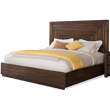 King Platform Panel Bed with Grooved Headboard